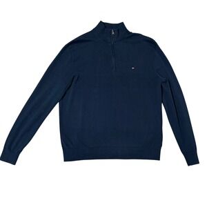 Tommy Hilfiger Mens Navy‎ Blue 100% Cotton Quarter Zip Sweater Size XXL
